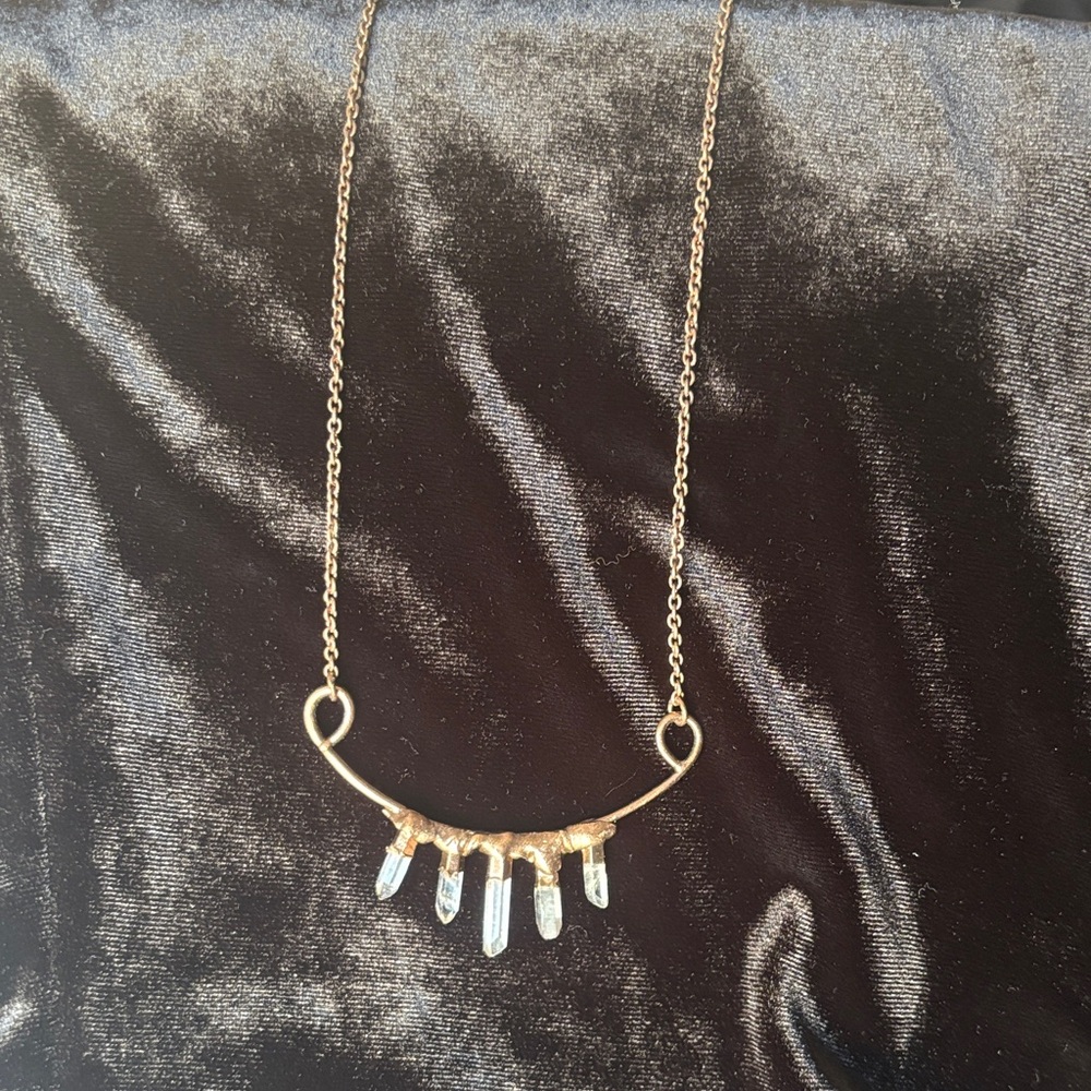 Elegant Custom Made Copper Necklace with Crystal Accents